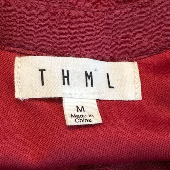 THML Violetta Cold Shoulder Embroidered Long Sleeve Dress Burgundy Size Medium - Picture 6 of 12